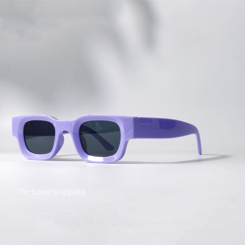 Sunglasses - サングラス おしゃれ 紫外線対策 オールシーズン 小さい 正方形 フレーム 紫色 サングラス UV 400 厚手 フレーム パンク ヒップ ホップ サングラス