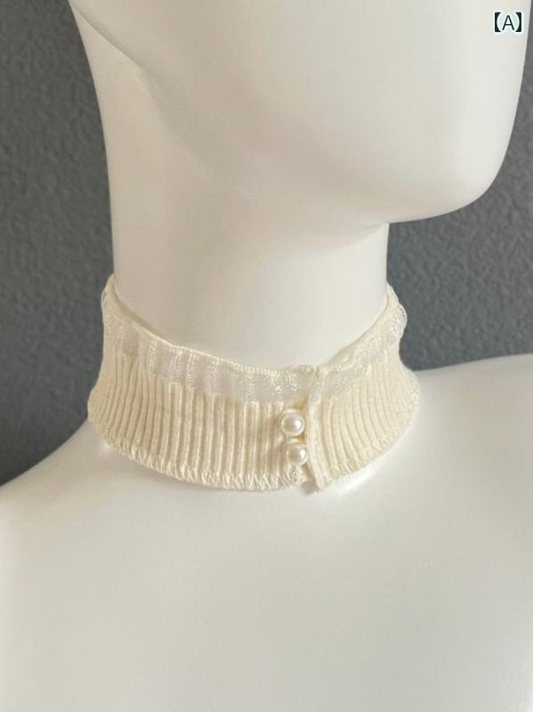 つけ襟 ハイネック風 フェイク ニット ネックウォーマー かわいい レディース ファッション 韓国 春秋