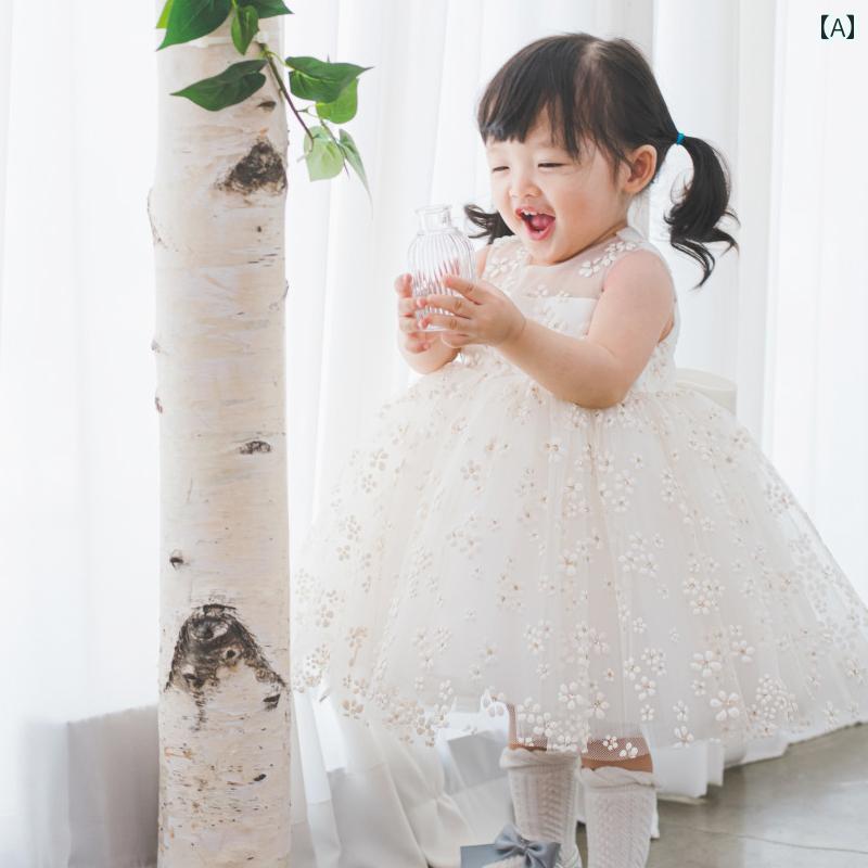 ドレス 発表会 1歳 女児 赤ちゃん プリンセス 夏 子供 ふわふわ 糸 ハイエンド フラワーガール ウェディング ガール ピアノ 演奏