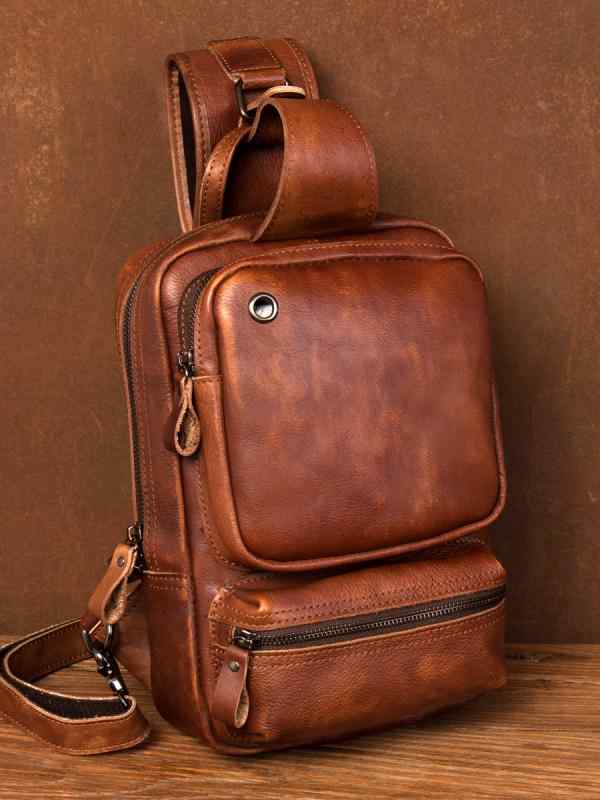 Rakuten - バッグ レザーバッグ カジュアル トップレイヤー タンニン なめし 革 ハンド ラブ カラー チェスト ショルダー メッセンジャーバッグ レザー チェスト