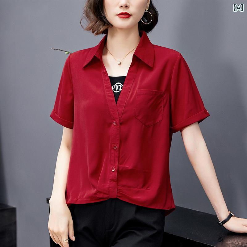 レディース カジュアル 夏 ファッション 婦人服 普段着 女性用 ゆったり 半袖 T シャツ 服 大きいサイズ フェイク ツーピース 快適 トップス