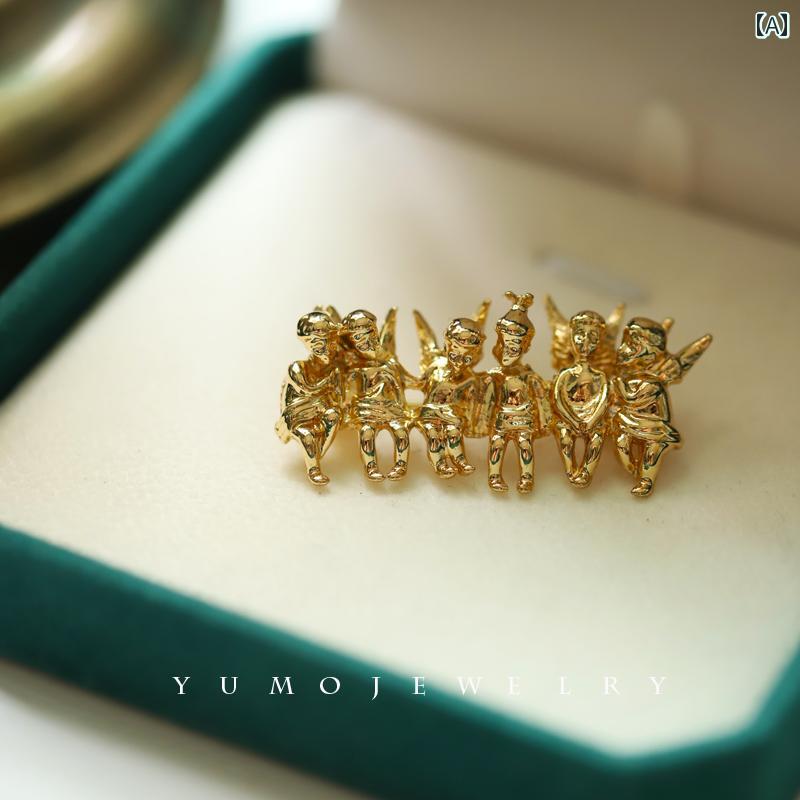 レディース アクセサリー ブローチ おしゃれ ヴィンテージ レトロ リトルエンジェル サマー スーツ ピ..