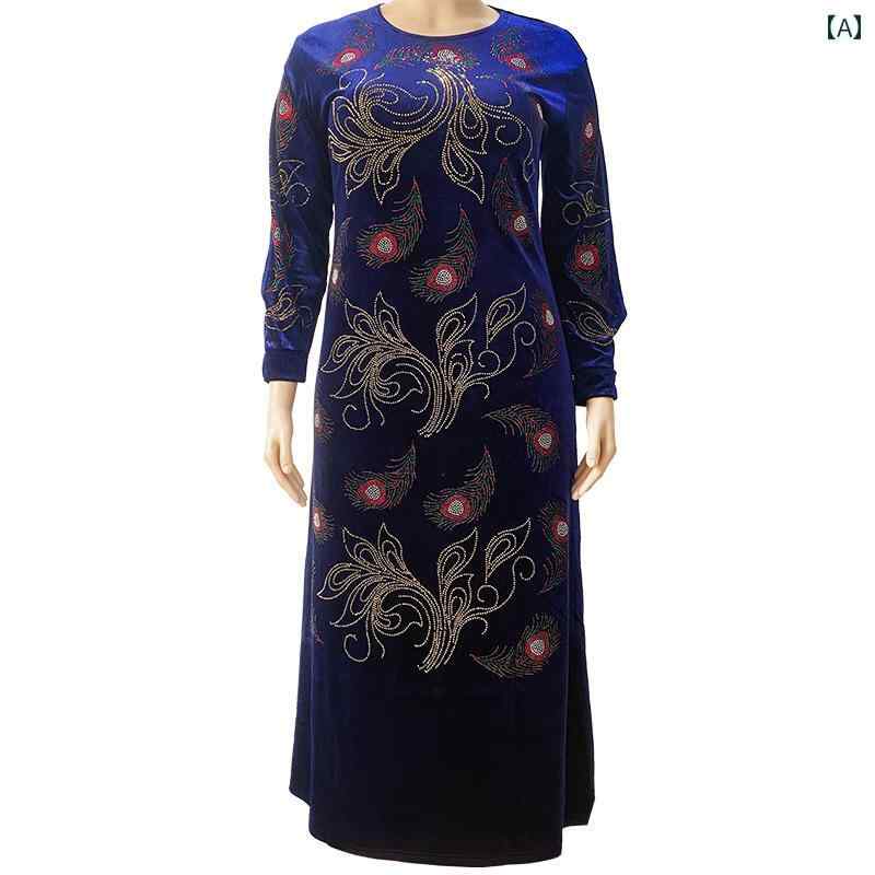 レディース エスニック ドレス ワンピース エレガント ロング アラビア イスラム 教徒 アフリカ 服 ア..