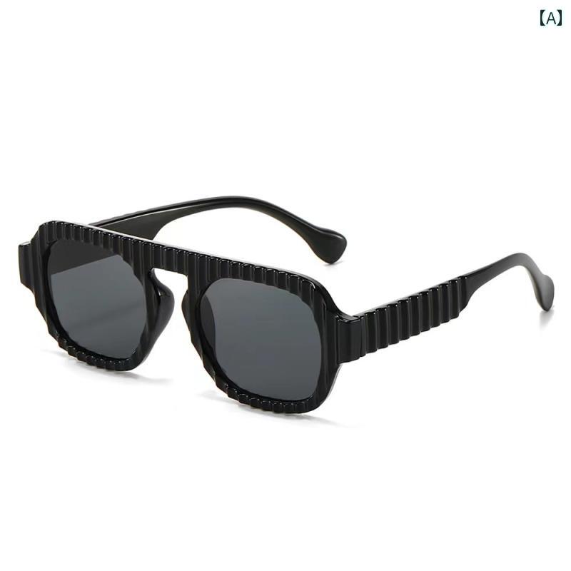 Sunglasses - サングラス おしゃれ オールシーズン フラット メガネ ストライプ フレーム パーティー おかしい シンプル トップ