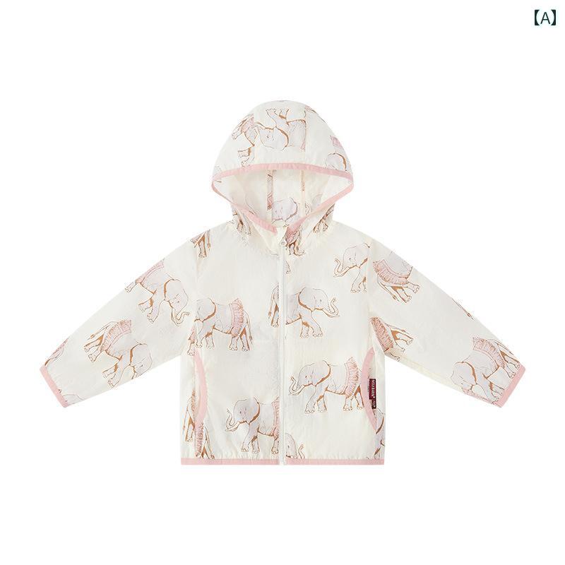 コート ラッシュガード 子供用 夏 軽量 抗UV 男の子 女の子 かわいい プリント フード付き 日焼け防止