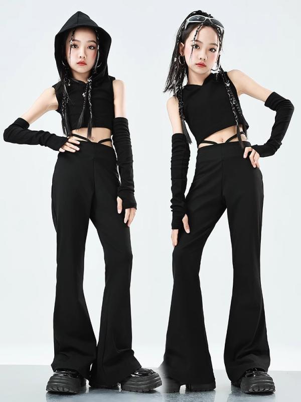 Rakuten - キッズ 子供 ダンス 衣装 セット フード付トップ お腹見せ ヒップホップ ストリート ステージ パフォーマンス モードファッション 韓国 おしゃれ かわいい かっこいい レジャー 普段使い使い