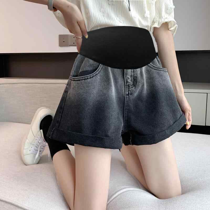 妊娠初期 小柄方 夏 マタニティショーツ ワイド パンツ ジーンズ 薄手 腹部サポート デニム