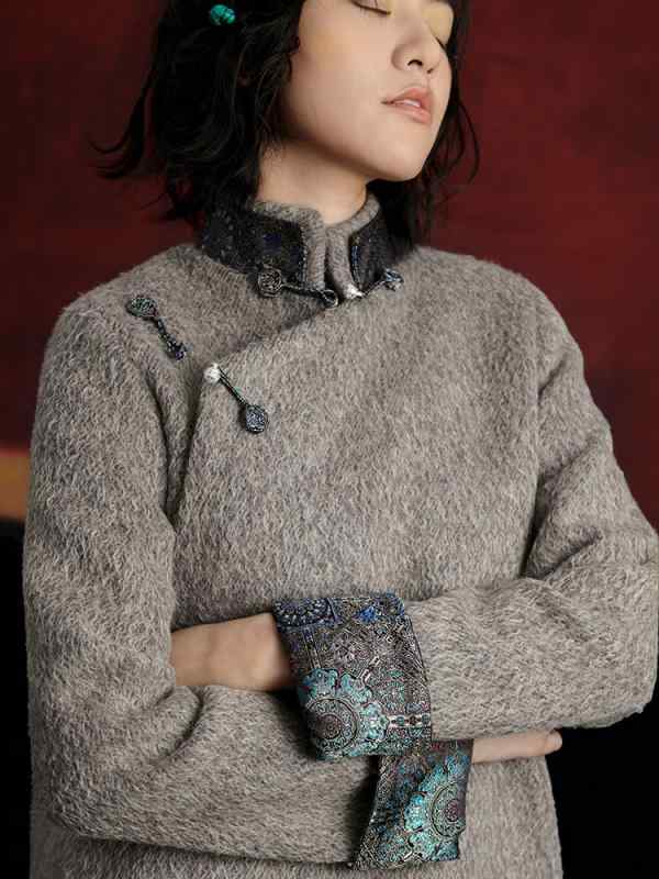 ジャケット コート アウター レディース おしゃれ ファッション レトロ モヘア 風 中国風 厚手 暖かい コットン ウール レディース 上着