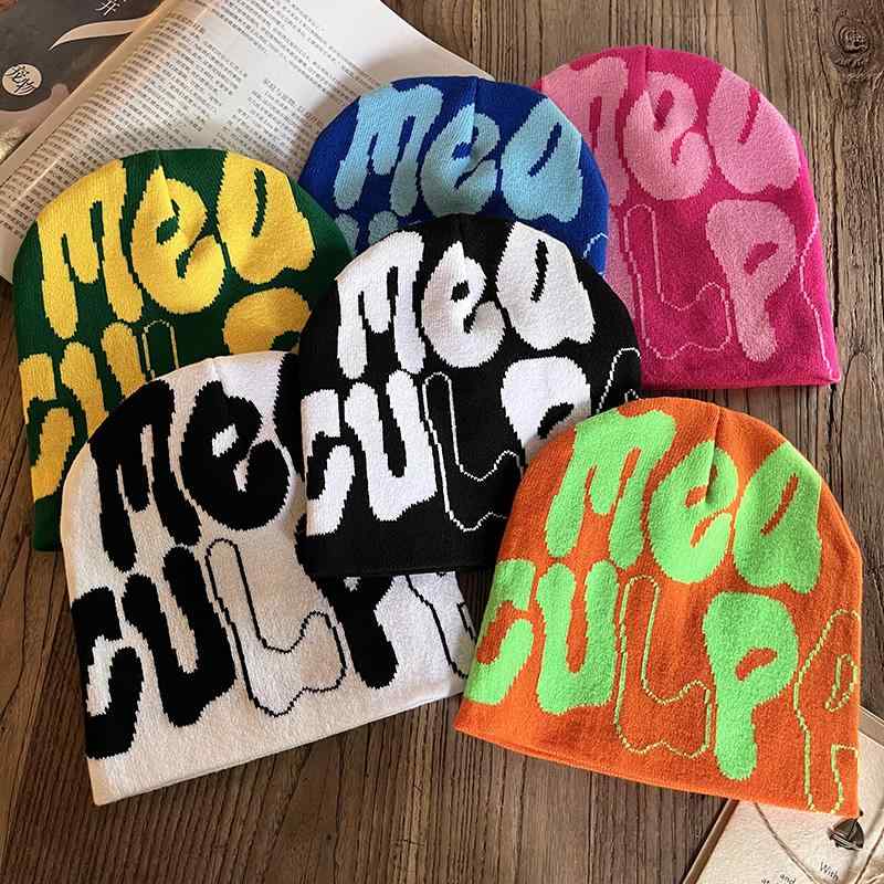 帽子 アメリカ ファッション レター ウール 帽子 秋冬 カップル 暖かい プルオーバー メンズ ストリート 個性 ニット メンズ レディース兼