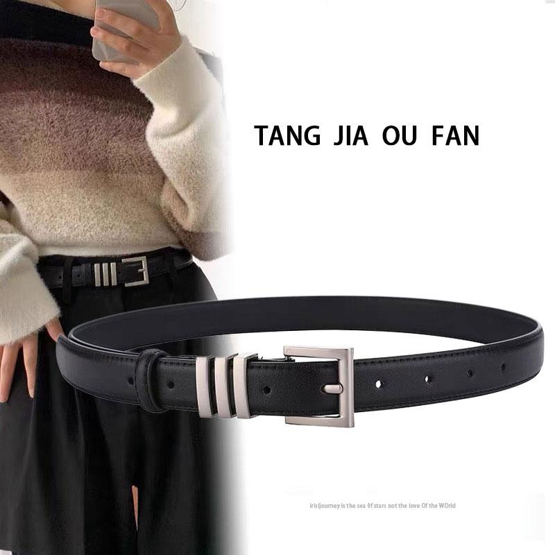 レディース カジュアル ジーンズ ベルト ショー スター スリー ストライプス ベルト 牛革 個性 ジーン..