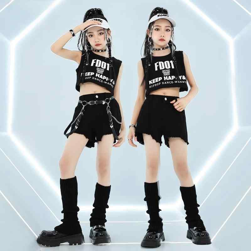 子供 ストリートダンス 衣装 ヒップホップ 夏 女の子 ジャズダンス 女の子スーツ カジュアル おしゃれ 軽量 通気性 速乾 キッズ ダンスウェア