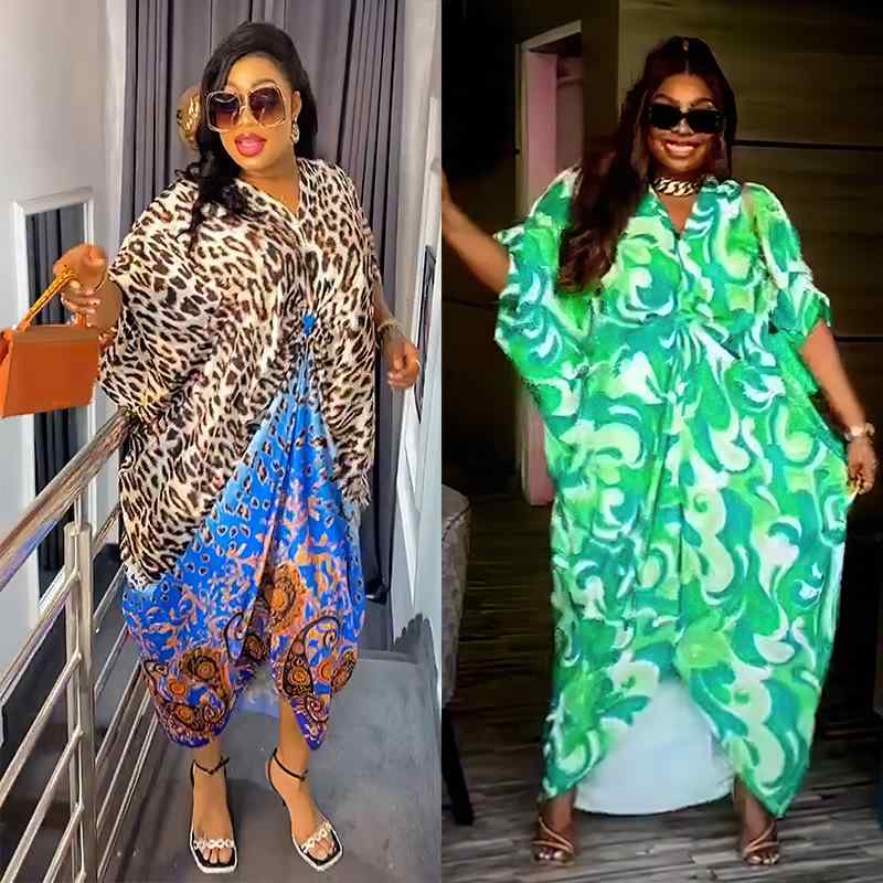 レディース エスニック ファッション ゆったり 民族衣装 アメリカ 婦人服 ローブ サテン プリント ドレス エレガント 貴族