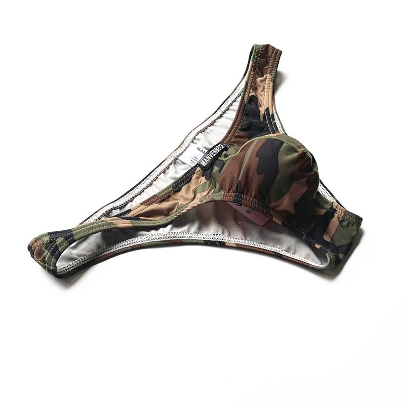 メンズ ブリーフ 下着 ボディシェイプ ショーツ ローウエスト 魅惑的 迷彩 グリーン U 凸 ハーフ ヒップ ビキニ ブリーフ