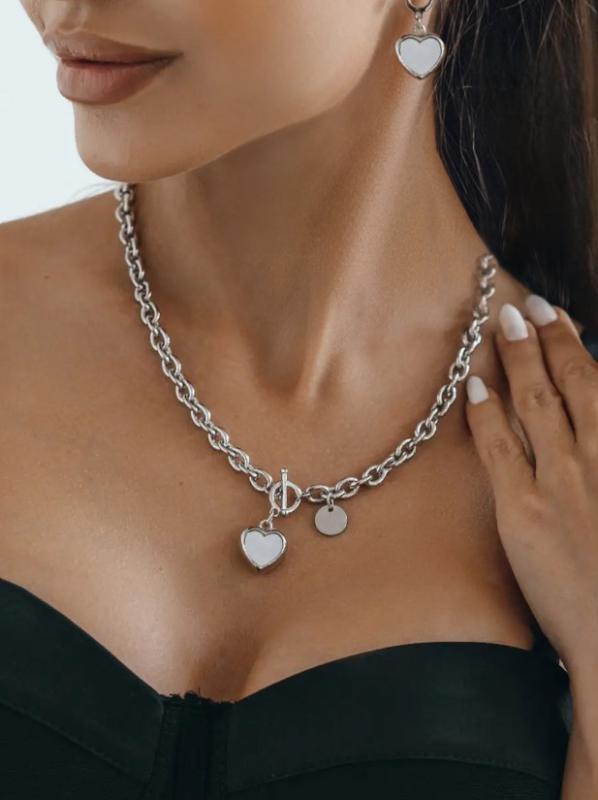 ボディ チェーン レディース ビキニ 水着 アクセ 夏 ビーチ プール 海水浴 レディース アクセサリー シンプル セーター チェーン アルミ チェーン 立体 ハート フェイク パールネックレス 秋冬 ネックレス