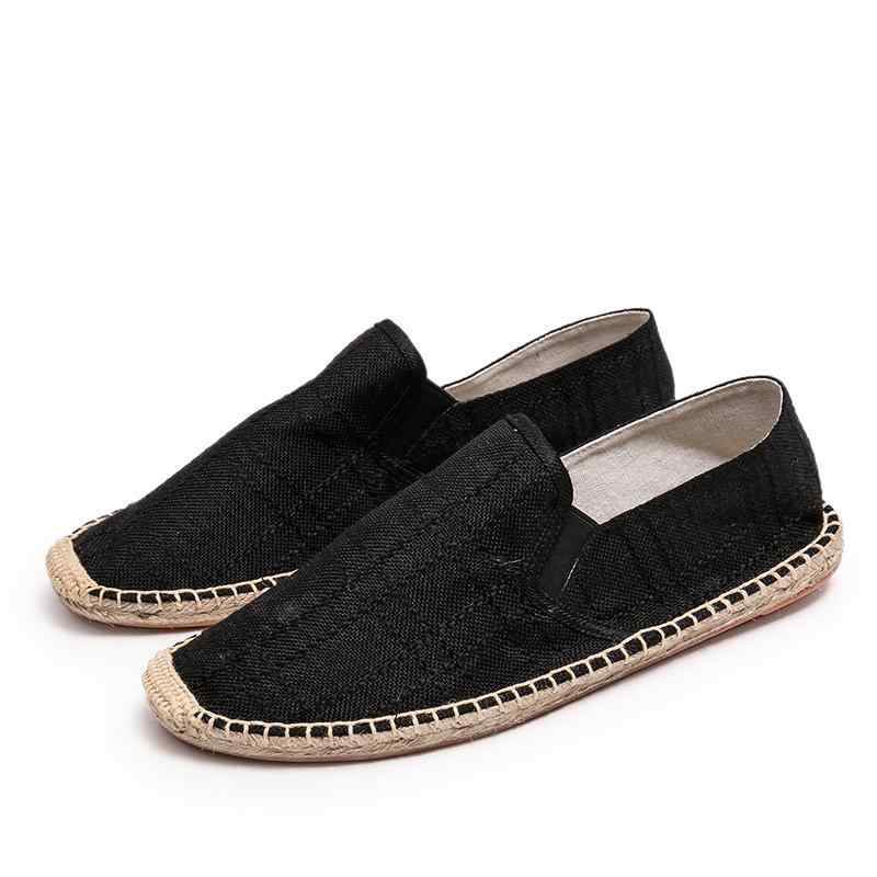 エスパドリーユ 夏 チャイニーズ 紳士靴 通気性 リネン 生地 スリッポン エスニック 綿麻 カジュアル ..