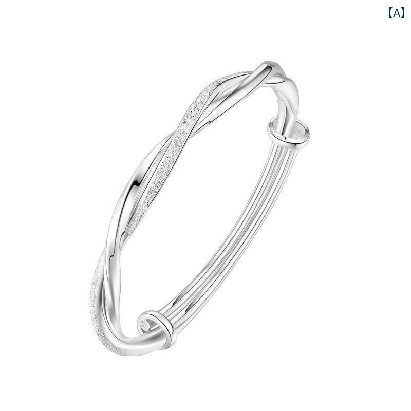 レディース アクセサリー レディース メビウスリング ブレスレット 銅 銀 メッキ エレメント リング プッシュプル