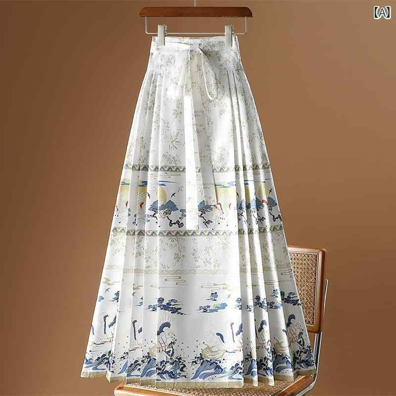 レディース ロング スカート おしゃれ エスニック 美しい 中華風 馬顔スカート 秋冬 ワンピース 韓服 カバー 股 プリーツスカート