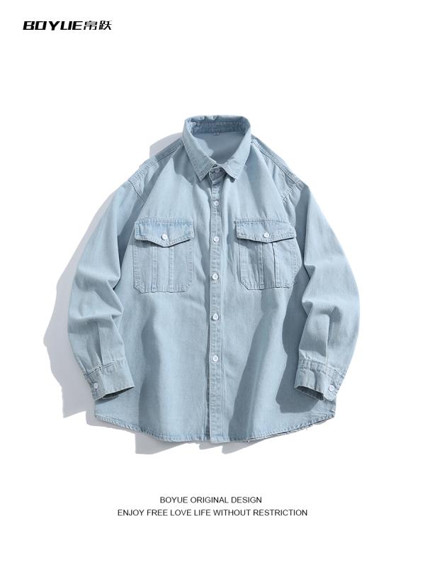 シャツ トップス シャツ ジャケット デニム カジュアル メンズ レディース デニム 長袖 ワークウェア レトロ ファッション イン シンプル 用