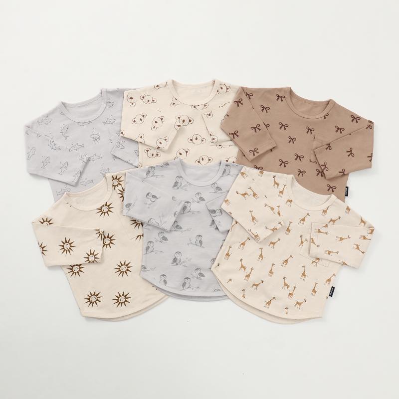 キッズ 子供服 ベビー服 赤ちゃん トップス Tシャツ レトロ クラシック かわいい おしゃれ 春春秋 北欧 プリント