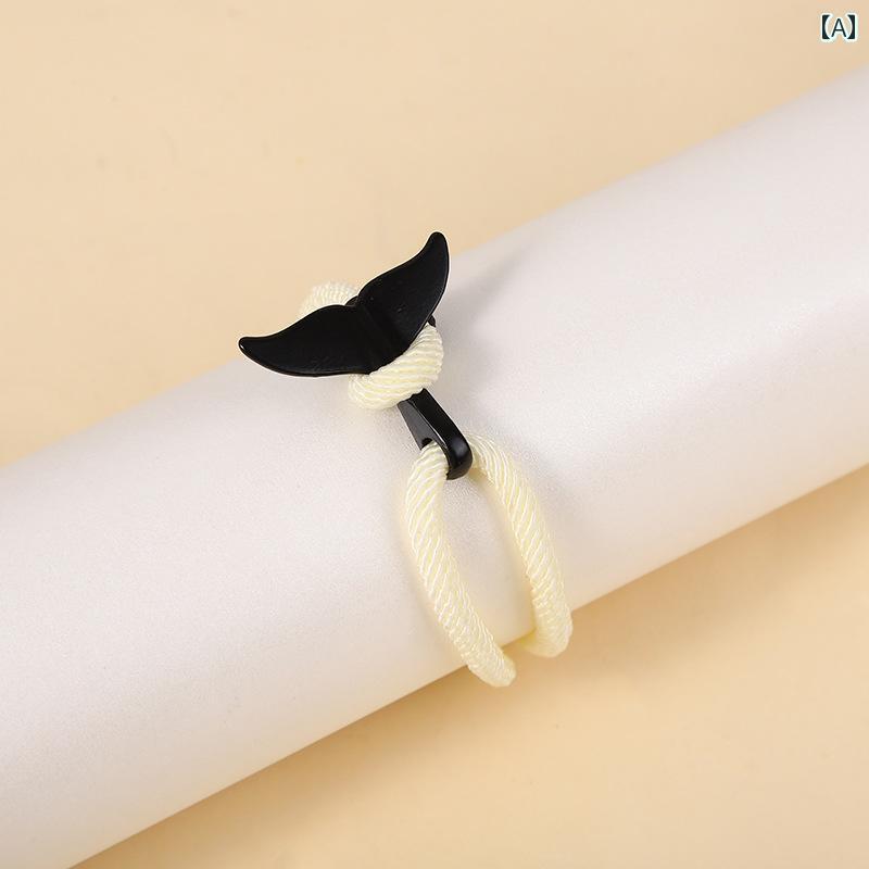 メンズ レディース ブレスレット ハンド デコレーション イン ブラックフィッシュ テール 編み込み サマー カップル ペア