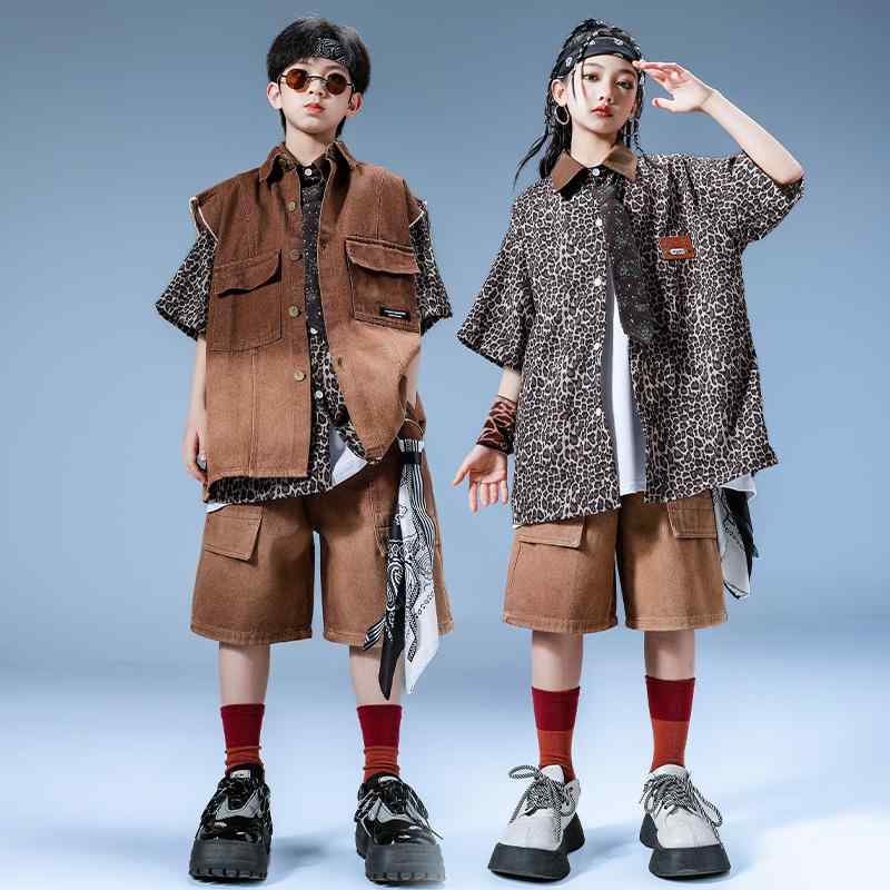 子供服 女の子 男の子 シャツ ベスト ショートパンツ 秋 コスチューム バンド ダンス ヒップホップ ストリート系 パフォーマンス 衣装 クール かっこいい キッズ