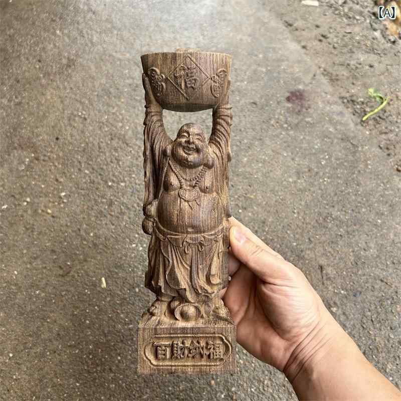 弥勒菩薩 布袋 七福神 木 置物 仏具 神具 インテリア ディスプレイ レトロ 幸福 小物 アート 縁起物 彫刻 菩薩 仏像 仏陀 チャイナ風