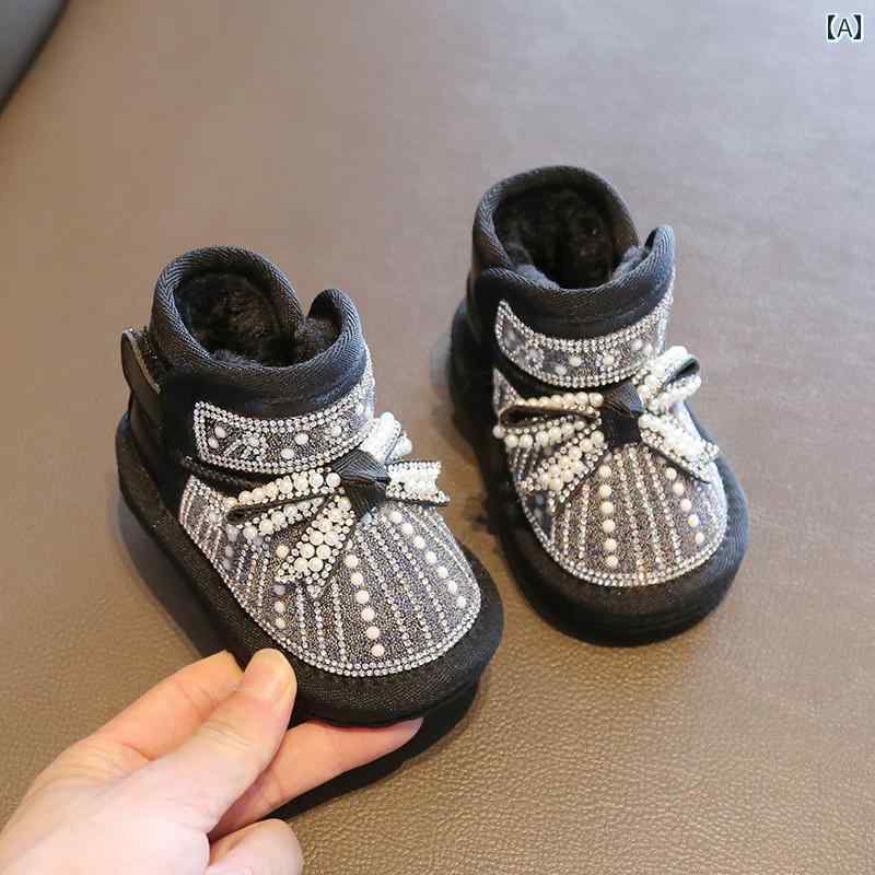 靴 スノーブーツ キッズ 秋冬 女の子 幼児 1 ～ 2歳 女の子 プリンセス ショート ブーツ ベルベット 幼児