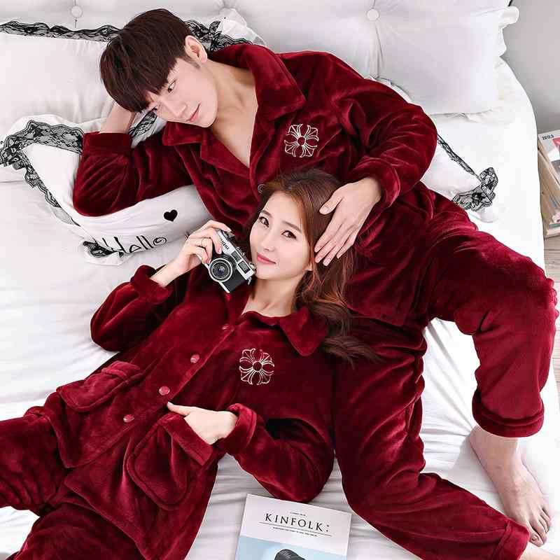 パジャマ ルームウェア シンプル 起毛 カップル レディース 冬 ラグジュアリー 厚手 暖かい もこもこ フランネル スーツ メンズ 秋