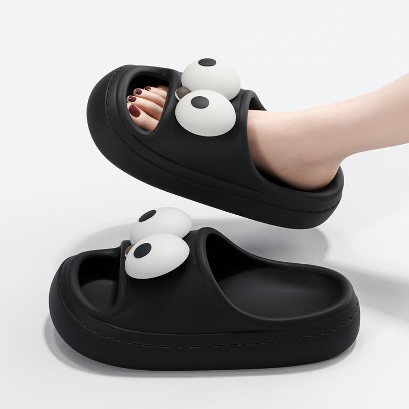 スリッパ 楽しく かわいい 大きめ 目 スリッパ メンズ レディース兼 夏 アウター 滑りにくい カップル サンダル ミドルヒール フラット