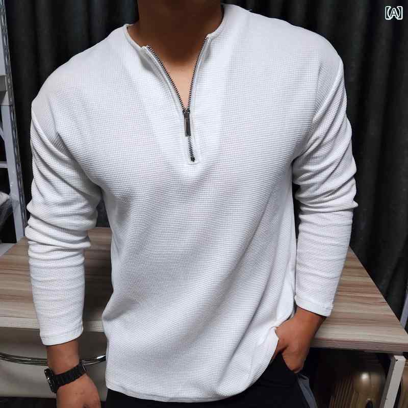 シャツ メンズ 秋冬 アメリカンフィットネス 長袖 大きいサイズ カジュアル ジッパー ストリート ヒップ ホップ イン スポーツ T