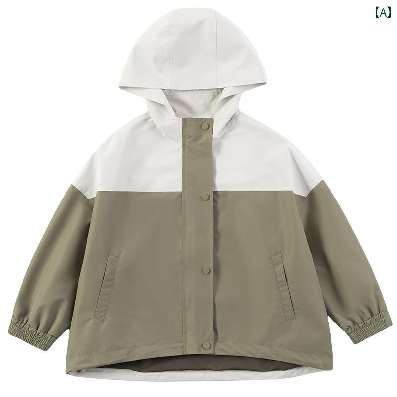 ジャケット 子供服 アウター カジュアル シンプル 普段使い キッズ 春 子供用 3つ 防水 フード付き 屋外 ハイキング 登山
