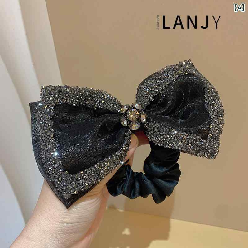 黒 ラインストーン レディース 韓国 ファッション きらきら ポニーテール ゴージャス エレガント 花嫁 ..