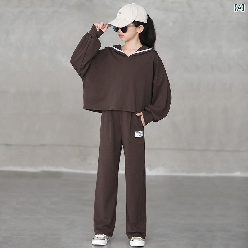 女の子 ガールズ 春秋 スーツ カジュアル 秋服 子供 ビッグ 子供服 西洋 カレッジ ツーピース セット