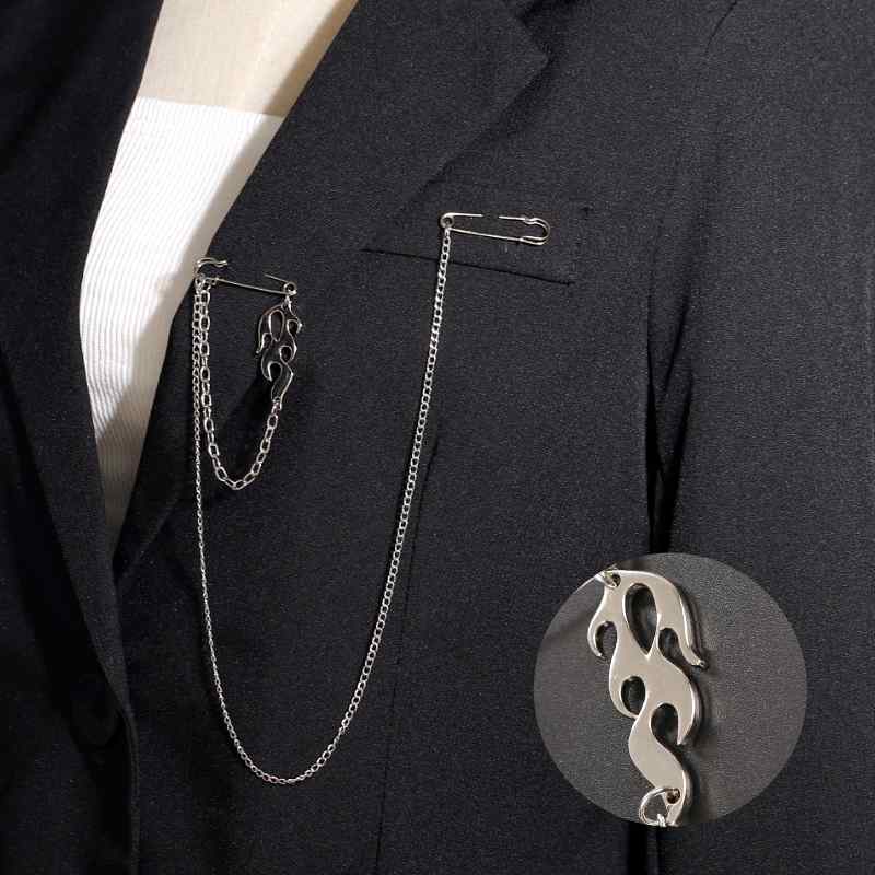 チェーンロングブローチ ブローチ ピンブローチ アクセサリー クール ギフト ユニセックス ワンポイント おしゃれ