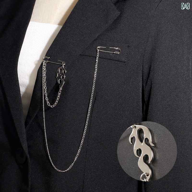 チェーンロングブローチ ブローチ ピンブローチ アクセサリー クール ギフト ユニセックス ワンポイント おしゃれ