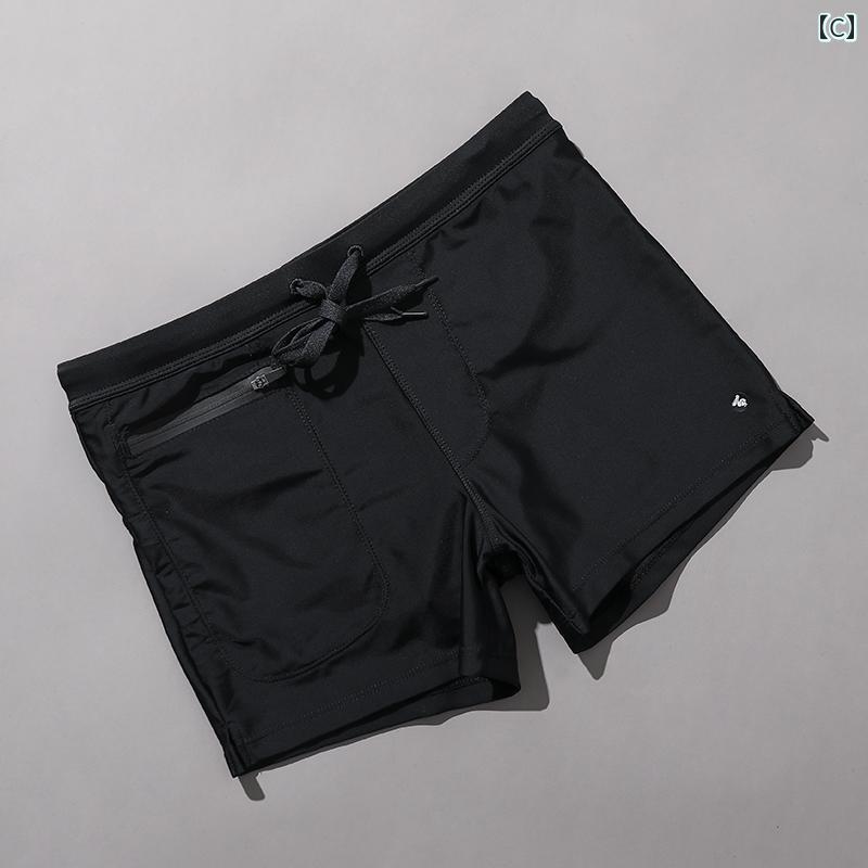 メンズ パンツ ビーチ 海パン 水着 海水 プール 海水浴 サーフィン スポーツ ボクサー 水泳 二層 裏地 無地 速乾 大型 ポケット ジッパー ローウエスト 男性用