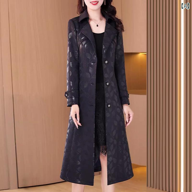 Rakuten - レディース 春秋 レディース コート マザー 豪華感 エレガント 薄手 スリムフィット 丈 ラグジュアリー お母さん