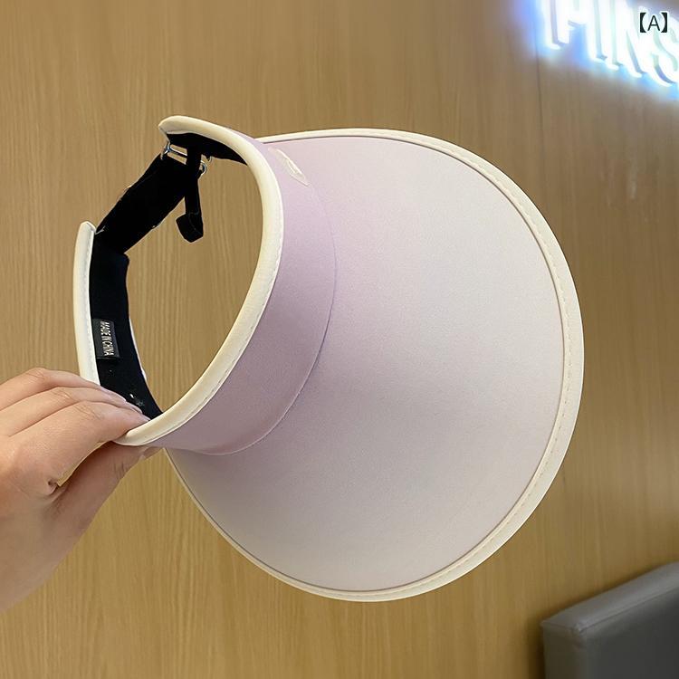 つば広 サンバイザー 折りたたみ可能 夏 グラデーション オープントップ ハット 旅行 休暇 日焼け防止 軽量 サンシェード ハット レディース UVカット
