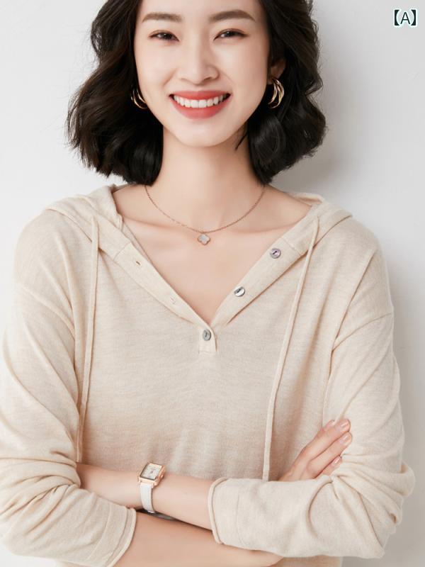 トップス シャツ パーカー セーター レディース カジュアル フレンチ 春秋冬 フード付き セーター 女性 スウェットシャツ フード付き レイヤリング 薄手 快適 セーター