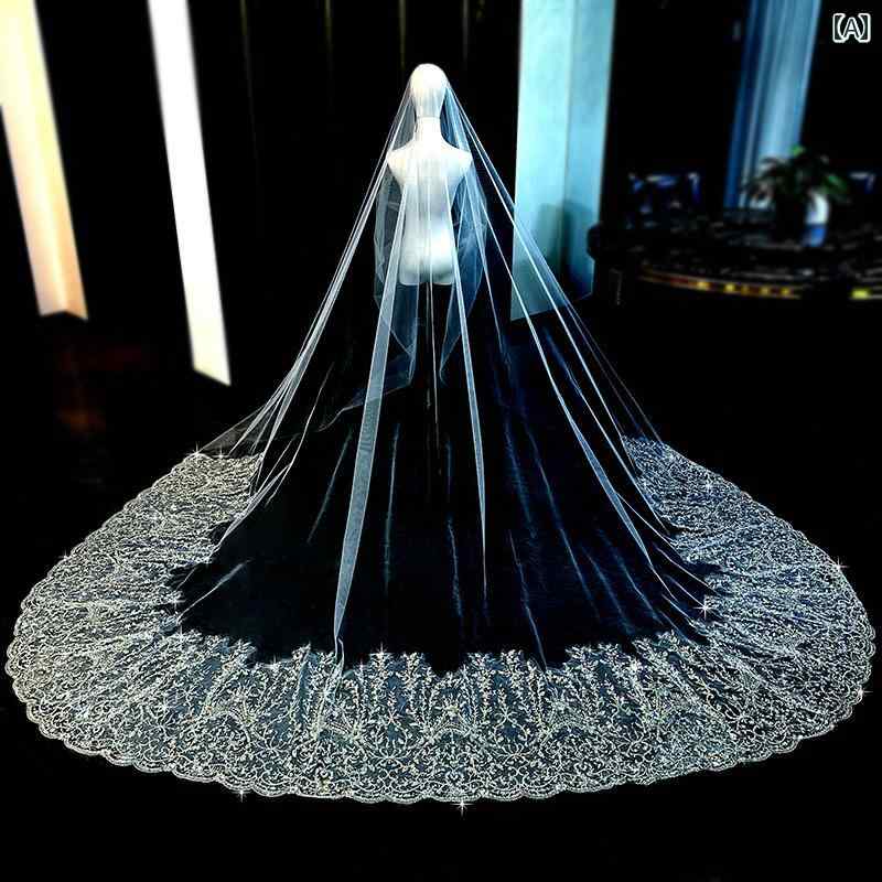 ウェディングベール ブライダル 結婚式 エレガント 花嫁 ベール メイン ドレス ビーズ 刺繍 エクストラ..