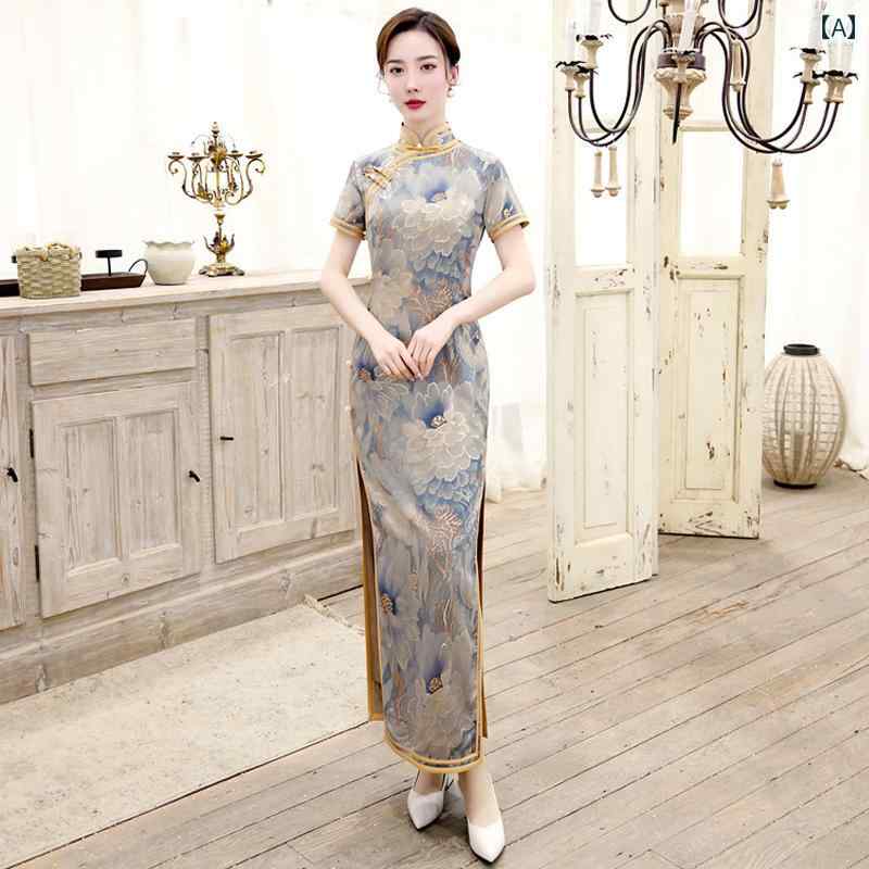 レディース チャイナ ドレス エレガント ワンピース 撮影 衣装 レトロ 上品 洗練 女子 ロング 魅惑的 ヒップ ハグ