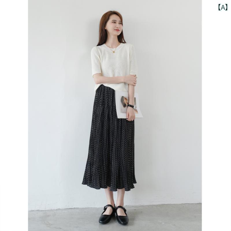 レディース スカート フレア カジュアル シンプル おしゃれ 普段着 マルチシーン 大人 レディース ファッション 韓国 夏(4.0)