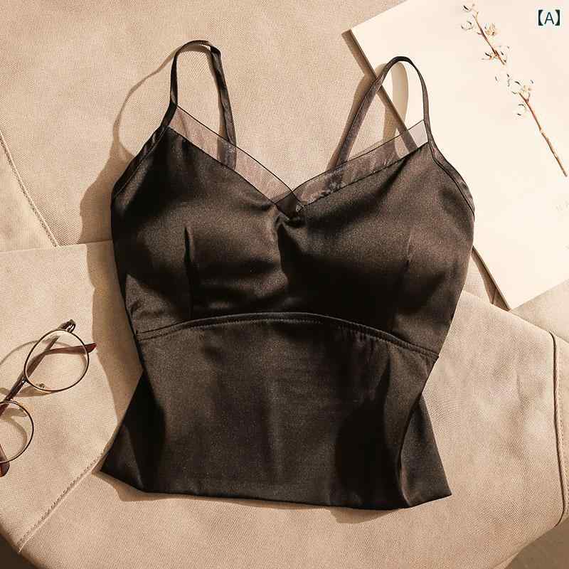 レディース サテン キャミソール モテ服 トップス セクシー レイヤード スタイリッ...