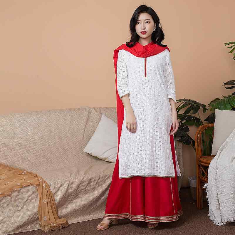 トップス スカート 民族衣装 レディース ファッション インド 女性 エスニック スーツ スカーフ 綿 薄..