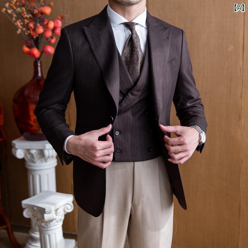 メンズ 紳士 メンズ ジャケット カジュアル ビジネス 通勤 レトロ シンプル おしゃれ 結婚式 パーティー 秋冬 ヘリンボーン 柄