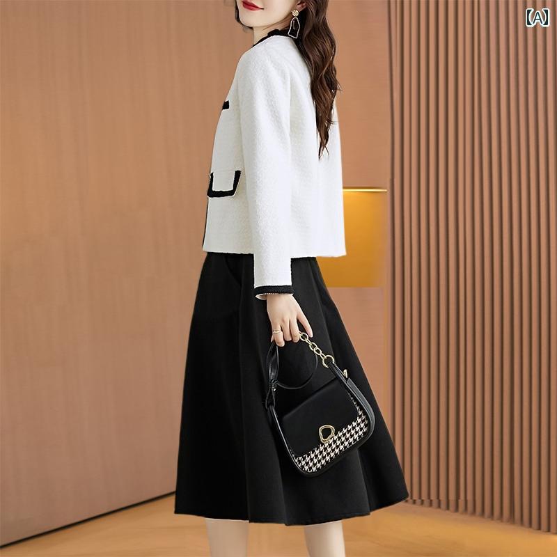 Unisex Casual Wear - ウェディング 披露宴 衣装 春秋 高貴 ドレス 2点 セット レディース ラウンドネック ハイウエスト