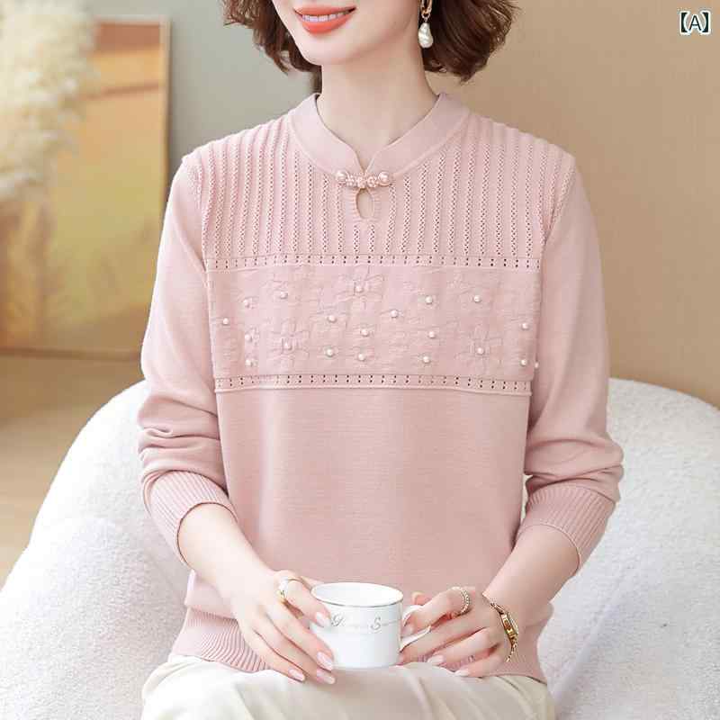 秋 薄手ニットトップス 中国風 レディース セーター チャイナ風 レディース 西洋風 長袖 毛糸セットレイヤリング