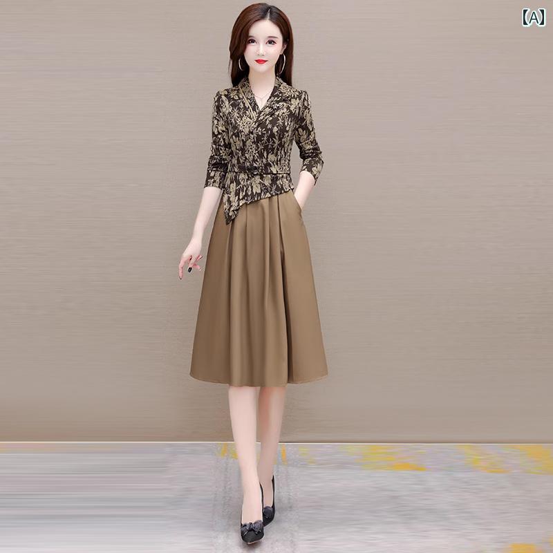 ワンピース 秋 長袖 ドレス 上品 セットアップ風 モダン 入学式 結婚記念日 デート 通気性 おしゃれ きれいめ ディナーデート