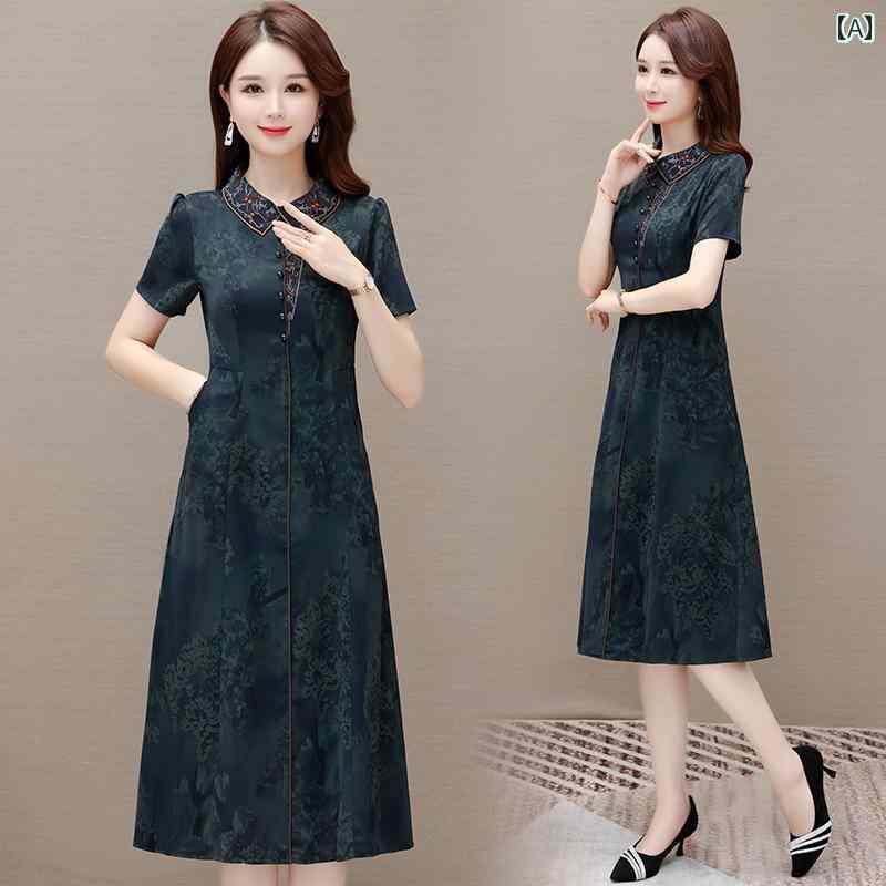 レディース ファッション ワンピース エスニック 民族風 ドレス おしゃれ 夏 ライト 豪華感 高貴 チャイナドレス