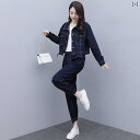 レディース レディース 婦人服 ジャケット パンツ セットアップ 上下セット セットアップ カジュアル おしゃれ シンプル 秋 デニム